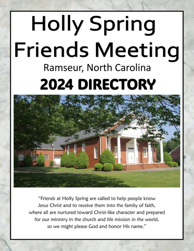 COVER Holly Spring Friends Ramseur Church Directory for Holly Spring Friends Meeting