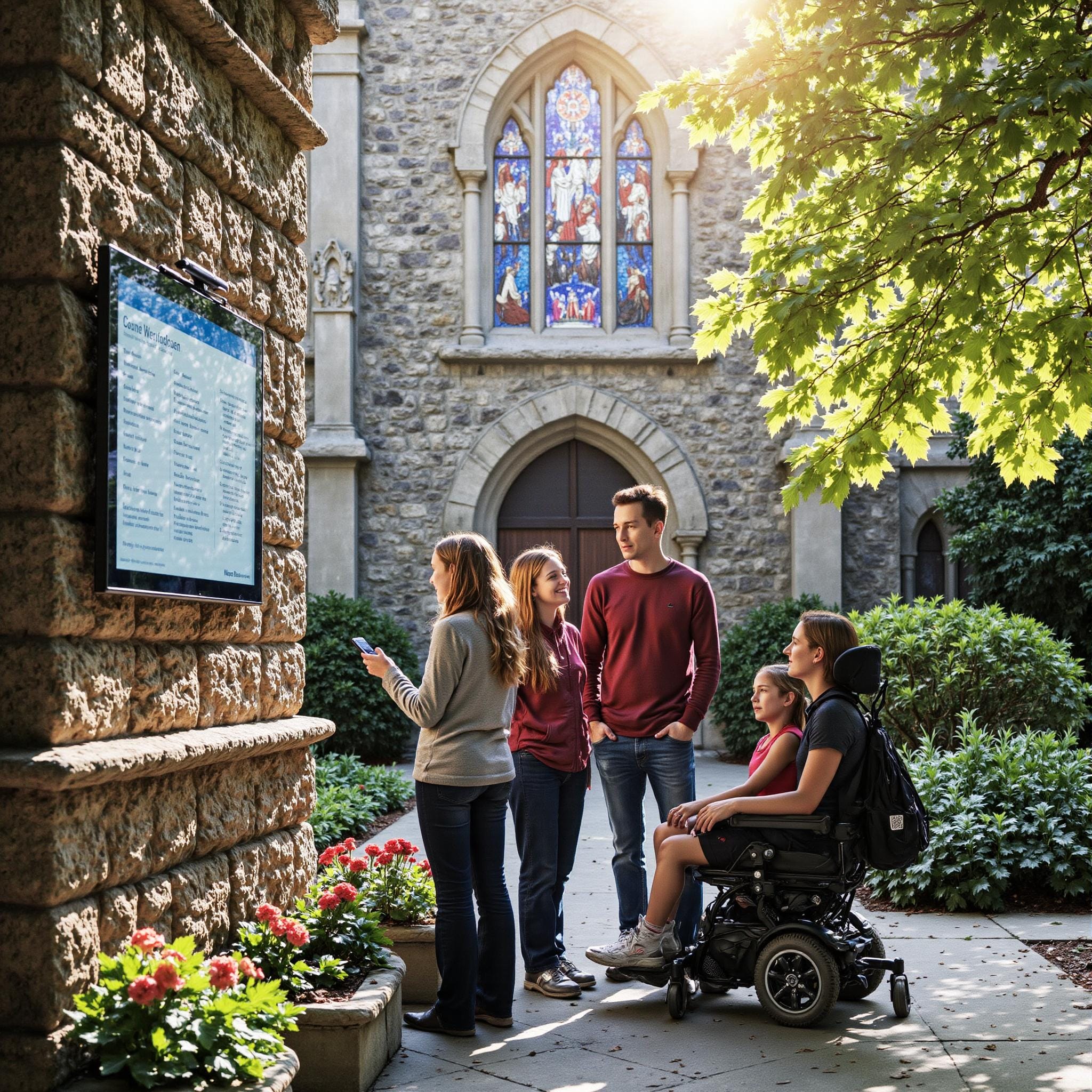 BLOG_000000113 Church directory implementation related to **Accessible and Inclusive Spaces** in an outdoor setting