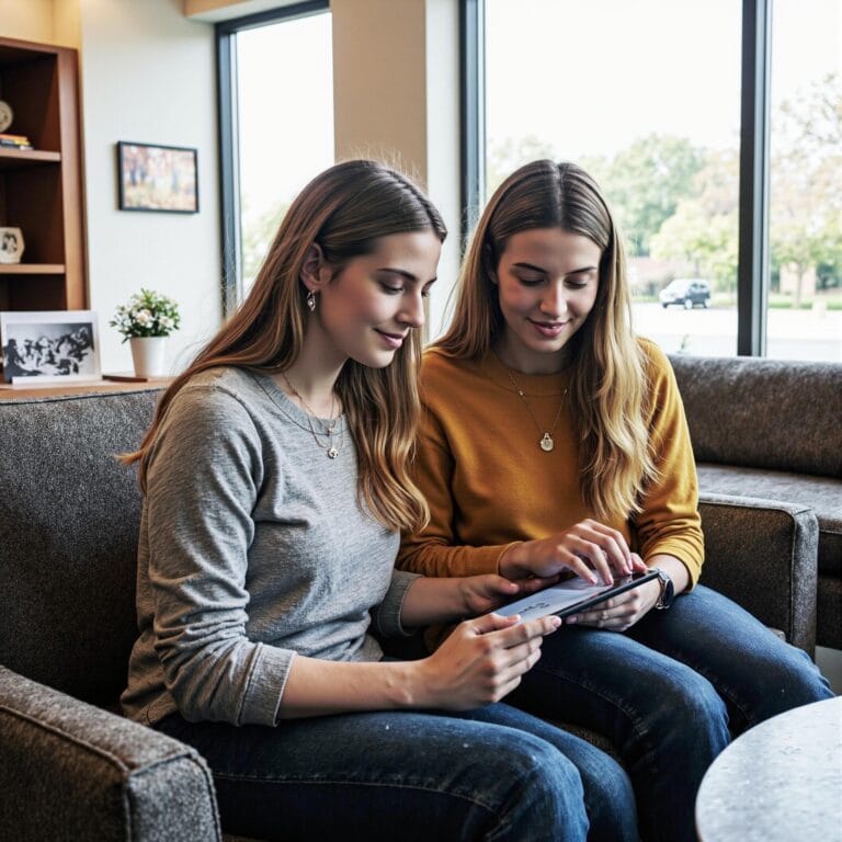 Church members engaging with a digital directory related to Mission Mobilization: Church Directory Strategies for Supporting Missionary Work in an indoor setting