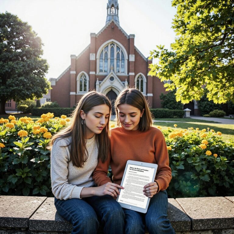 Church members engaging with a digital directory related to Conflict Resolution Toolkit: How Church Directories Support Reconciliation Efforts in an outdoor setting