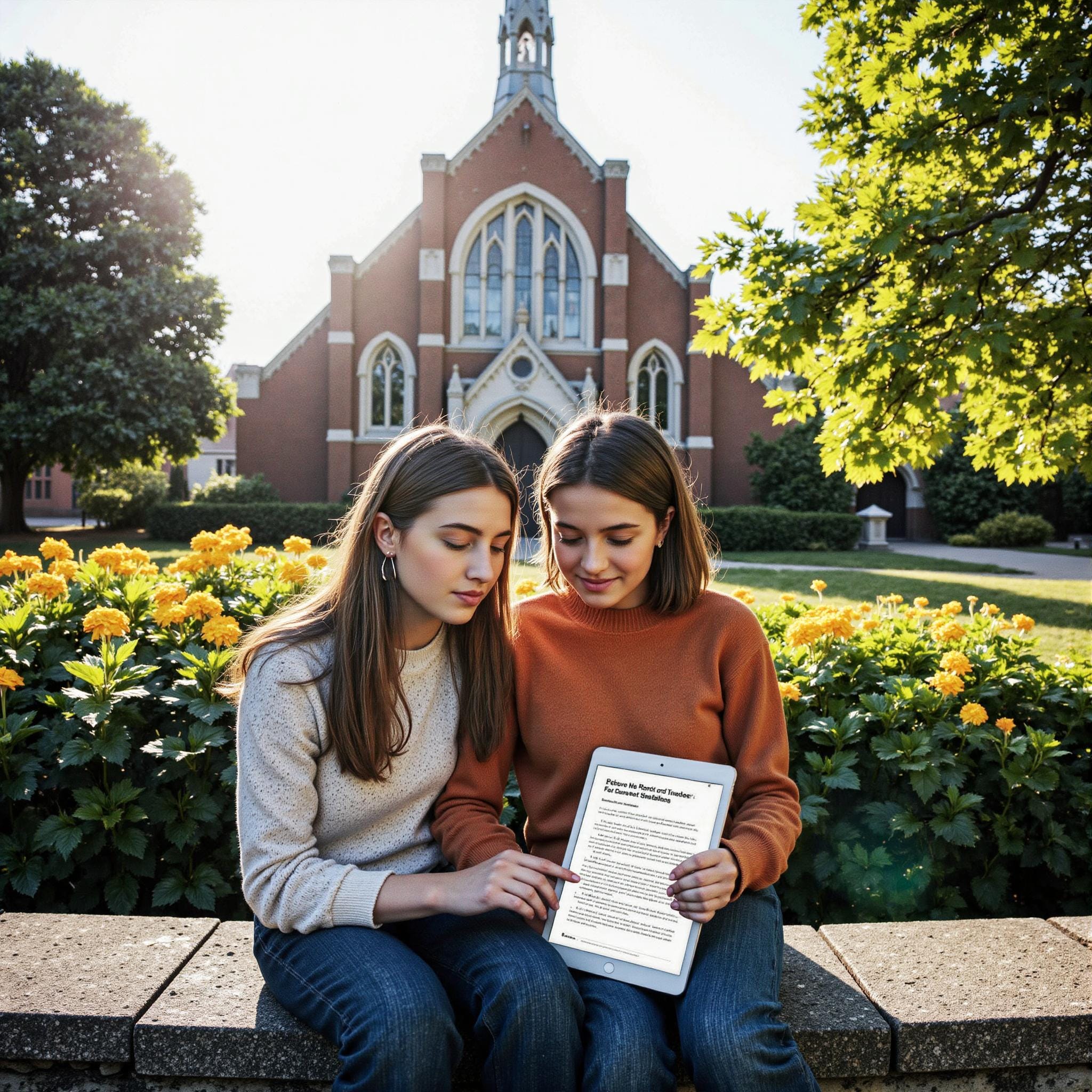 BLOG_000000136 Church members engaging with a digital directory related to Conflict Resolution Toolkit: How Church Directories Support Reconciliation Efforts in an outdoor setting