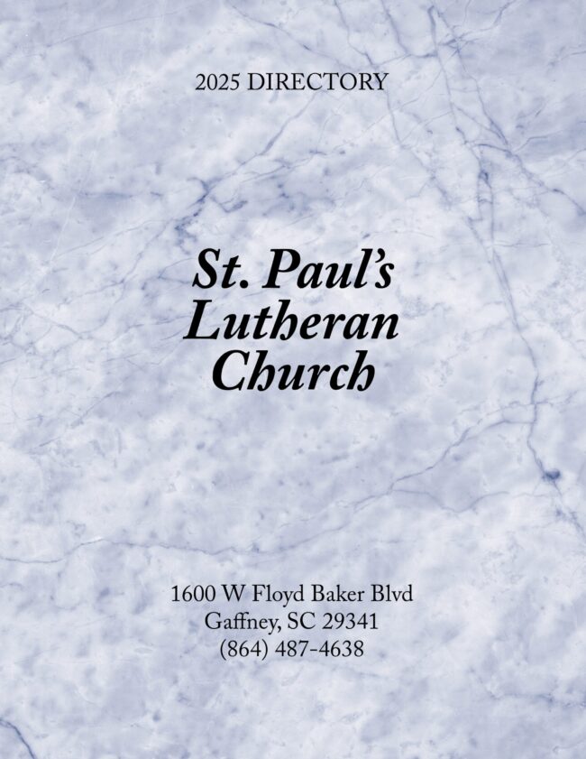 Church Directory for St Paul's Lutheran Church