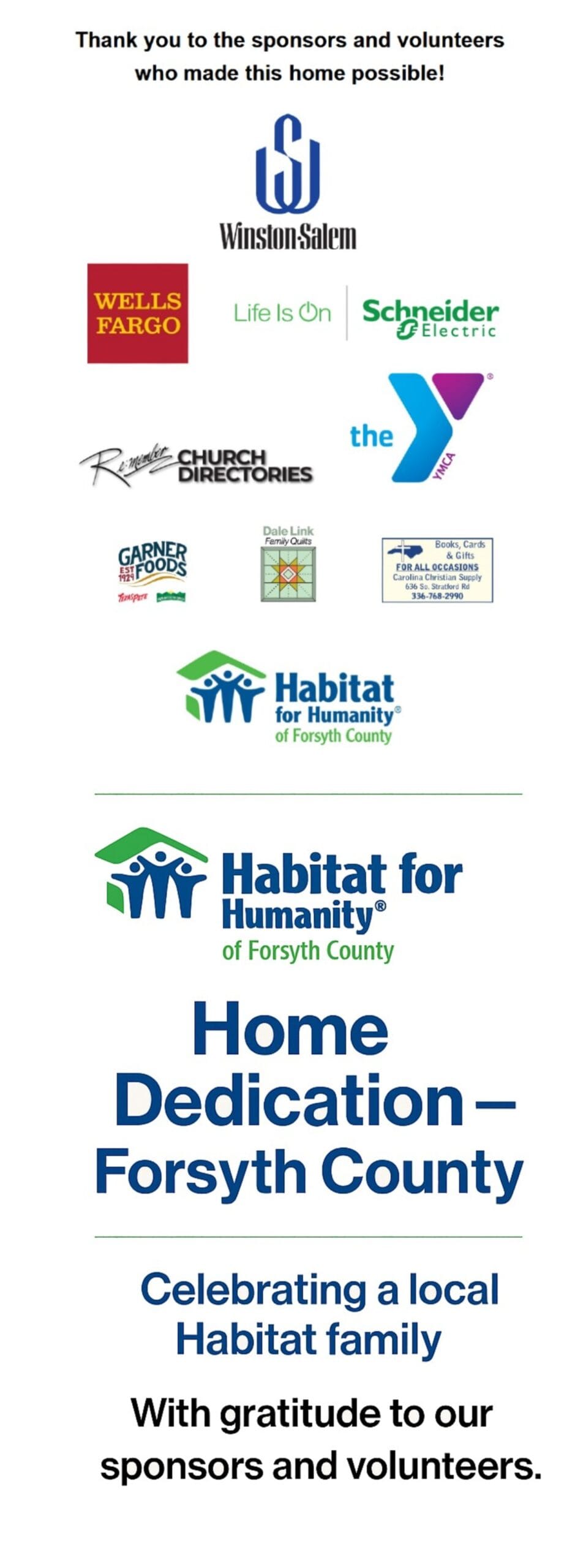 05ea4e89-855e-4ead-9914-a0c25466e5a7 23 Habitat for Humanity home dedication graphic with community sponsor logos and a message of thanks.