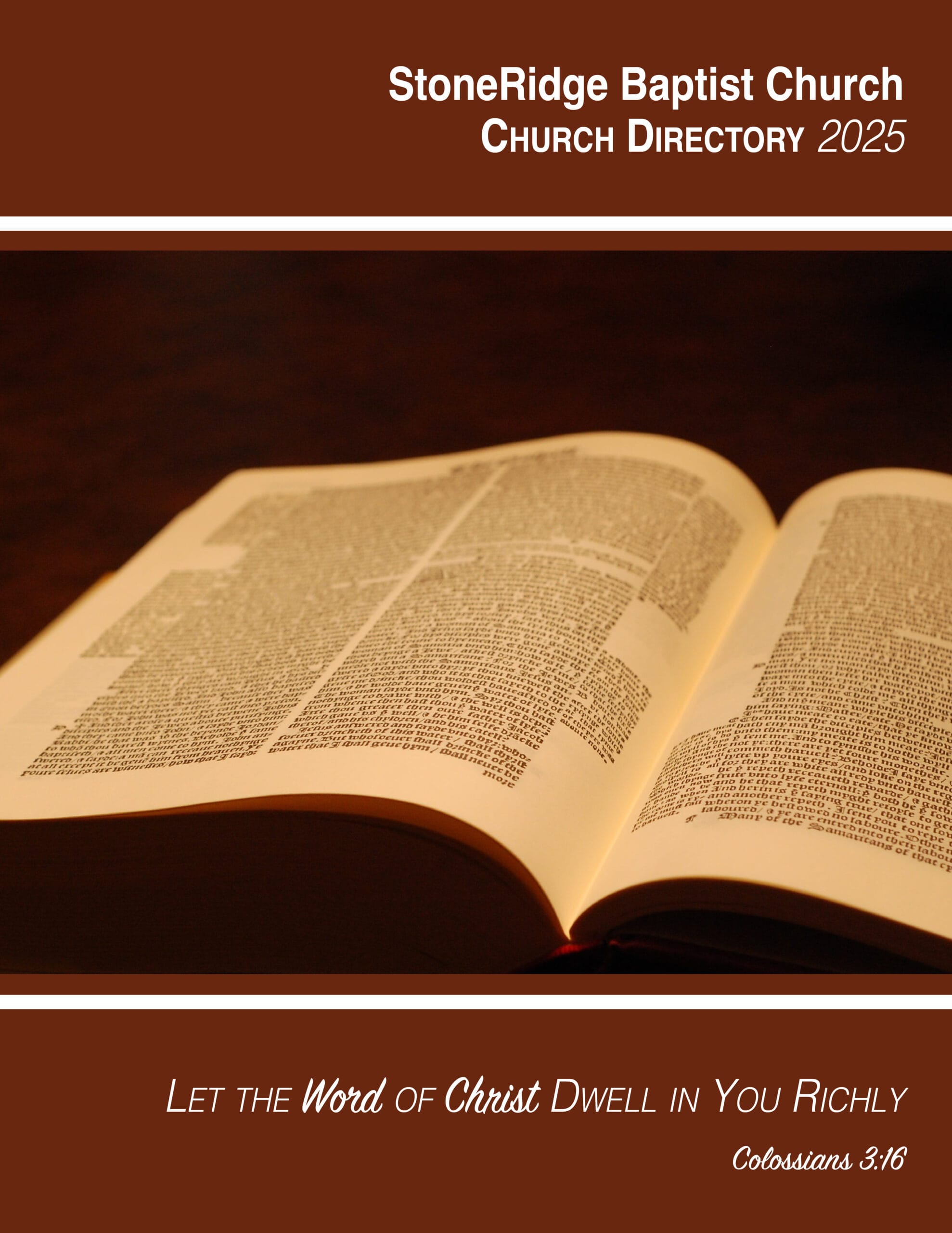COVER StoneRidge Baptist Church Directory for StoneRidge Baptist Church