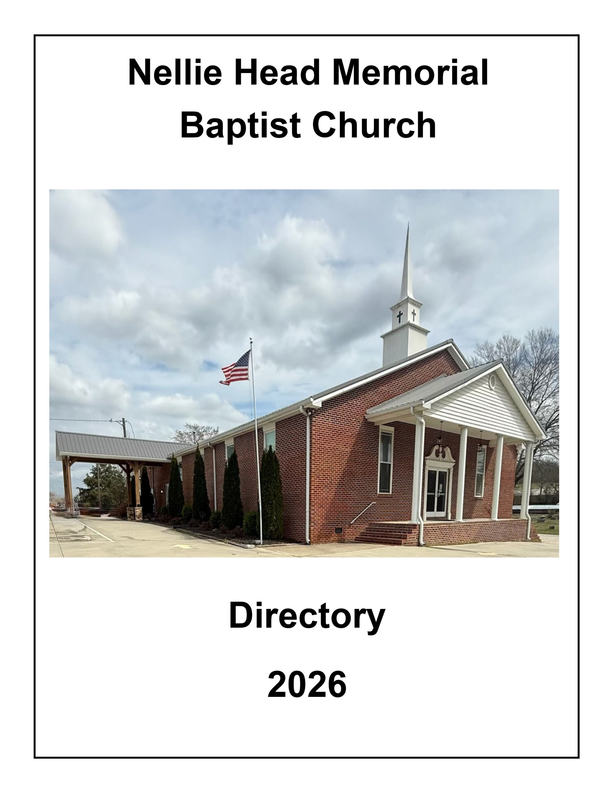 COVER Nellie Head Memorial Baptist Church Directory for Nellie Head Memorial Baptist